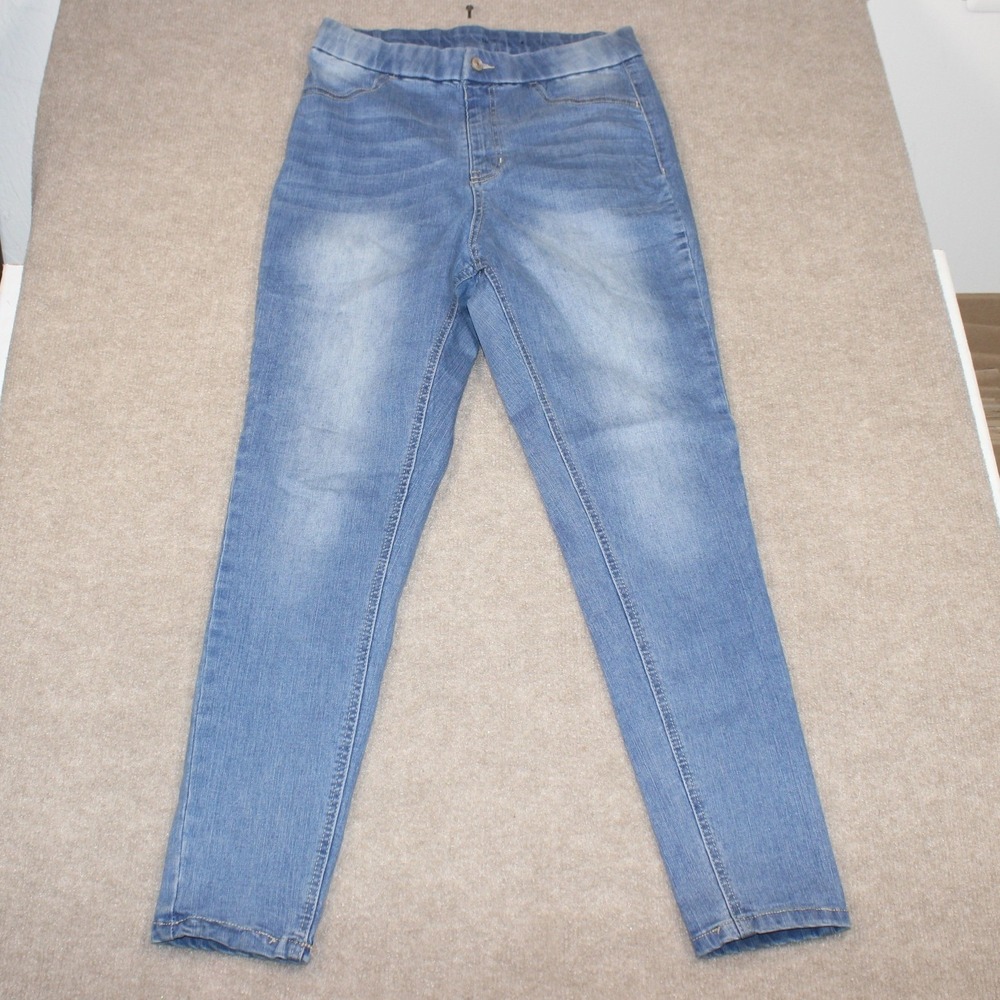 No Boundaries Womens Light Wash Pull On Skinny Jeggings Size L 11-13 Blue Denim